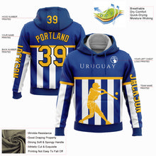 Load image into Gallery viewer, Custom Royal Gold-Black 3D Uruguay Uruguayan Flag Sports Pullover Sweatshirt Hoodie
