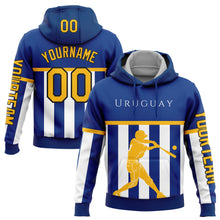 Load image into Gallery viewer, Custom Royal Gold-Black 3D Uruguay Uruguayan Flag Sports Pullover Sweatshirt Hoodie
