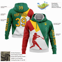 Load image into Gallery viewer, Custom Kelly Green Gold Red-Black 3D Guyana Guyana Flag Sports Pullover Sweatshirt Hoodie
