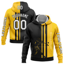 Load image into Gallery viewer, Custom Gold White-Black 3D Barbados Barbadian Flag Sports Pullover Sweatshirt Hoodie
