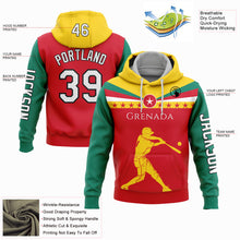 Load image into Gallery viewer, Custom Red Gold-Black 3D Grenada Grenadian Flag Sports Pullover Sweatshirt Hoodie
