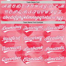 Load image into Gallery viewer, Custom Neon Pink White 3D Love Heart Valentine&#39;s Day Authentic Baseball Jersey
