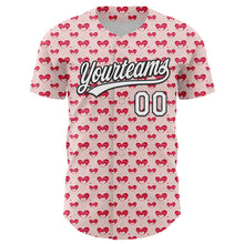 Load image into Gallery viewer, Custom Light Pink White-Black 3D Love Heart Valentine&#39;s Day Authentic Baseball Jersey
