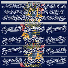 Load image into Gallery viewer, Custom Navy White 3D Tropical Hawaii Palm Tree And Bird Authentic Baseball Jersey
