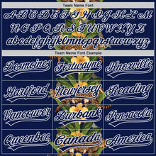 Load image into Gallery viewer, Custom Navy White 3D Tropical Hawaii Jungle Plant And Leopard Authentic Baseball Jersey
