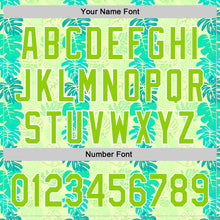 Load image into Gallery viewer, Custom Pea Green Neon Green-White 3D Tropical Hawaii Jungle Leaves Authentic Baseball Jersey
