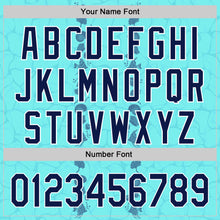 Load image into Gallery viewer, Custom Ice Blue Navy-White 3D Tropical Hawaii Style Authentic Baseball Jersey
