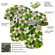 Load image into Gallery viewer, Custom Green White-Black 3D Tropical Hawaii Jungle Leaves And Flower Authentic Baseball Jersey
