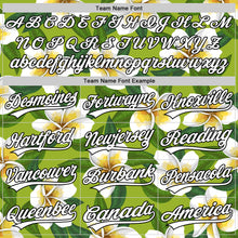 Load image into Gallery viewer, Custom Green White-Black 3D Tropical Hawaii Jungle Leaves And Flower Authentic Baseball Jersey
