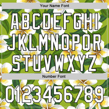Load image into Gallery viewer, Custom Green White-Black 3D Tropical Hawaii Jungle Leaves And Flower Authentic Baseball Jersey
