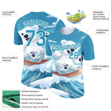 Load image into Gallery viewer, Custom Panther Blue White 3D Pattern Design Extreme Sport Cartoon Animal Bear Skiing Performance T-Shirt
