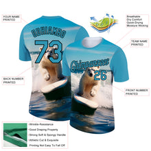 Load image into Gallery viewer, Custom Panther Blue Black 3D Pattern Design Extreme Sport Cartoon Animal Bear Surfing Performance T-Shirt
