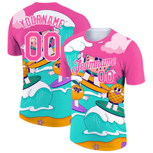 Load image into Gallery viewer, Custom Pink White 3D Pattern Design Extreme Sport Fruit Surfing Performance T-Shirt
