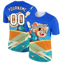 Load image into Gallery viewer, Custom Powder Blue White-Black 3D Pattern Design Extreme Sport Animal Ferret Surfing Performance T-Shirt
