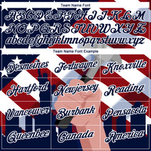 Load image into Gallery viewer, Custom Royal Red-White 3D Pattern Design American Flag Statue of Liberty Tool Hammer Labor Day Performance T-Shirt
