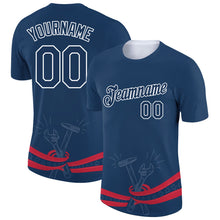 Load image into Gallery viewer, Custom US Navy Blue White-Red 3D Pattern Design Tool Wrench And Hammer Labor Day Performance T-Shirt

