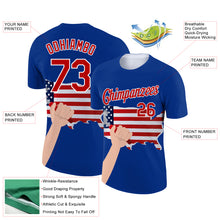 Load image into Gallery viewer, Custom Royal Red-White 3D Pattern Design American Flag Tool Hammer Labor Day Performance T-Shirt
