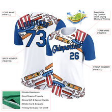 Load image into Gallery viewer, Custom White Blue-Black 3D Pattern Design American Flag Tool Labor Day Performance T-Shirt
