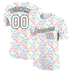 Custom White Black 3D Pattern Design Tool Labor Day Performance T-Shirt