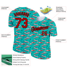 Load image into Gallery viewer, Custom Aqua Red-Black 3D Pattern Design Sailing Cruise Ship Columbus Day Performance T-Shirt
