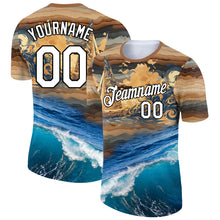 Load image into Gallery viewer, Custom Old Gold White-Black 3D Pattern Design Sailing Ship Columbus Day Performance T-Shirt
