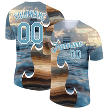 Load image into Gallery viewer, Custom Shadow Blue White 3D Pattern Design Sailing Cruise Ship Columbus Day Performance T-Shirt
