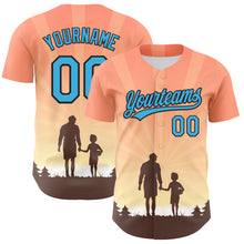 Load image into Gallery viewer, Custom Medium Pink Sky Blue-Black 3D Pattern Design Father&#39;s Day Family Love Authentic Baseball Jersey
