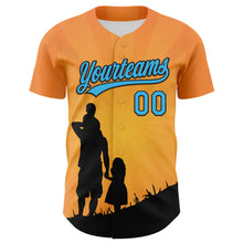 Load image into Gallery viewer, Custom Bay Orange Sky Blue-Black 3D Pattern Design Father&#39;s Day Family Love Authentic Baseball Jersey
