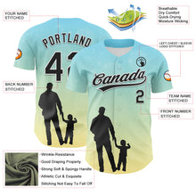 Load image into Gallery viewer, Custom Ice Blue Black-White 3D Pattern Design Father&#39;s Day Family Love Authentic Baseball Jersey
