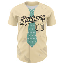 Load image into Gallery viewer, Custom Cream Black 3D Pattern Design Father&#39;s Day Tie Authentic Baseball Jersey
