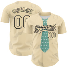 Load image into Gallery viewer, Custom Cream Black 3D Pattern Design Father&#39;s Day Tie Authentic Baseball Jersey

