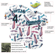 Load image into Gallery viewer, Custom White Black-Sky Blue 3D Pattern Design Father&#39;s Day Mustache And Tie Authentic Baseball Jersey
