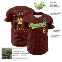 Load image into Gallery viewer, Custom Brown Yellow-Lakes Blue 3D Pattern Design Father&#39;s Day King Crown Authentic Baseball Jersey
