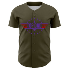 Load image into Gallery viewer, Custom Olive Purple-Red 3D Pattern Design Father&#39;s Day Top Dad Authentic Salute To Service Baseball Jersey
