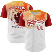 Load image into Gallery viewer, Custom White Red 3D Pattern Design Mother&#39;s Day Family Love Authentic Baseball Jersey

