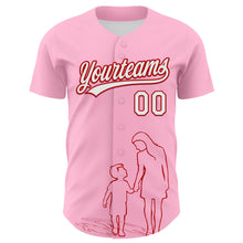 Load image into Gallery viewer, Custom Light Pink White-Red 3D Pattern Design Mother&#39;s Day Family Love Authentic Baseball Jersey
