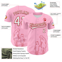 Load image into Gallery viewer, Custom Light Pink White-Red 3D Pattern Design Mother&#39;s Day Family Love Authentic Baseball Jersey
