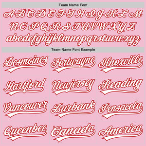 Custom Light Pink White-Red 3D Pattern Design Mother's Day Family Love Authentic Baseball Jersey