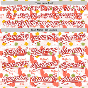 Custom White Red 3D Pattern Design Mother's Day Love Authentic Baseball Jersey