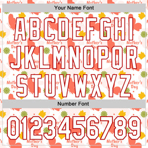 Custom White Red 3D Pattern Design Mother's Day Love Authentic Baseball Jersey