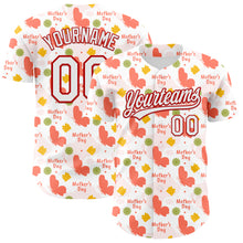 Load image into Gallery viewer, Custom White Red 3D Pattern Design Mother&#39;s Day Love Authentic Baseball Jersey
