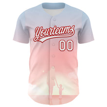 Load image into Gallery viewer, Custom Light Pink White-Red 3D Pattern Design Mother&#39;s Day Family Love Authentic Baseball Jersey
