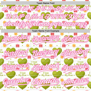 Custom White Pink 3D Pattern Design Mother's Day Love Authentic Baseball Jersey