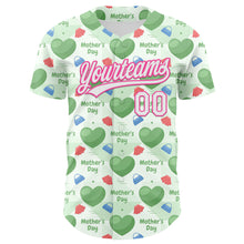 Load image into Gallery viewer, Custom Green White-Pink 3D Pattern Design Mother&#39;s Day Love Authentic Baseball Jersey
