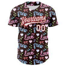 Load image into Gallery viewer, Custom Brown White-Red 3D Pattern Design Mother&#39;s Day Love Authentic Baseball Jersey
