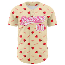Load image into Gallery viewer, Custom Cream White-Pink 3D Pattern Design Mother&#39;s Day Love Authentic Baseball Jersey
