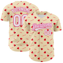Load image into Gallery viewer, Custom Cream White-Pink 3D Pattern Design Mother&#39;s Day Love Authentic Baseball Jersey
