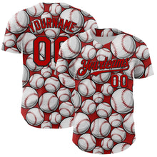 Load image into Gallery viewer, Custom Red Black-White Comic Doodle Ballgame 3D Pattern Design Authentic Baseball Jersey
