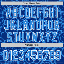 Load image into Gallery viewer, Custom Electric Blue White Comic Doodle Ballgame 3D Pattern Design Authentic Baseball Jersey
