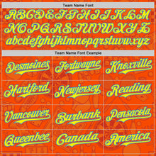 Load image into Gallery viewer, Custom Orange Light Yellow-Electric Blue Comic Doodle Ballgame 3D Pattern Design Authentic Baseball Jersey
